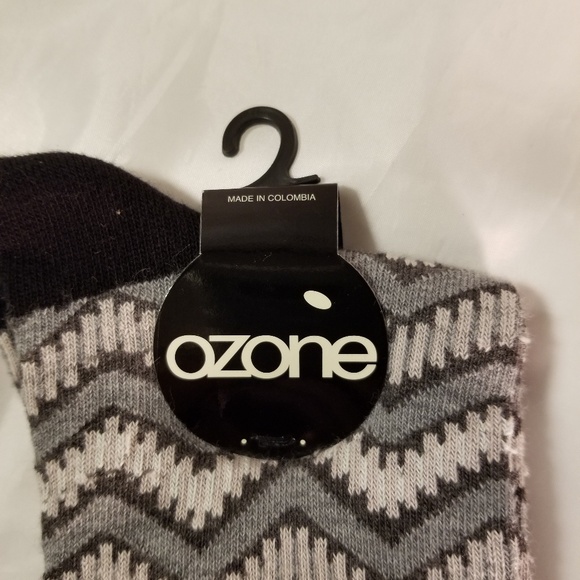 New OZONE SOCKS Black Grey Train Track Stripes - Picture 2 of 6
